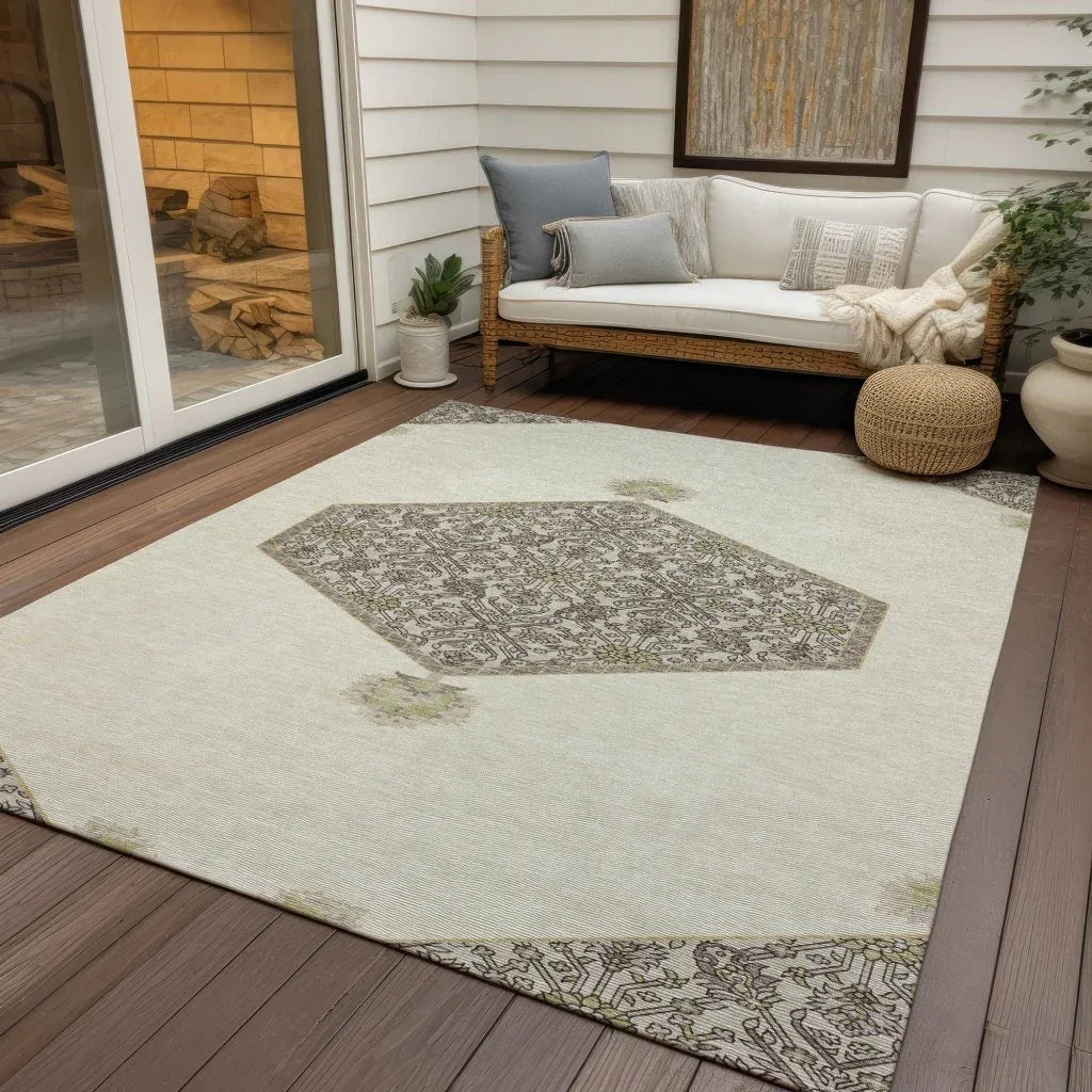 LOOMLAN Rugs Riven Ivory Washable Indoor-Outdoor Rug