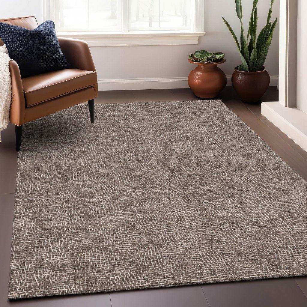 LOOMLAN Rugs Riyala Brown Washable Indoor-Outdoor Rug