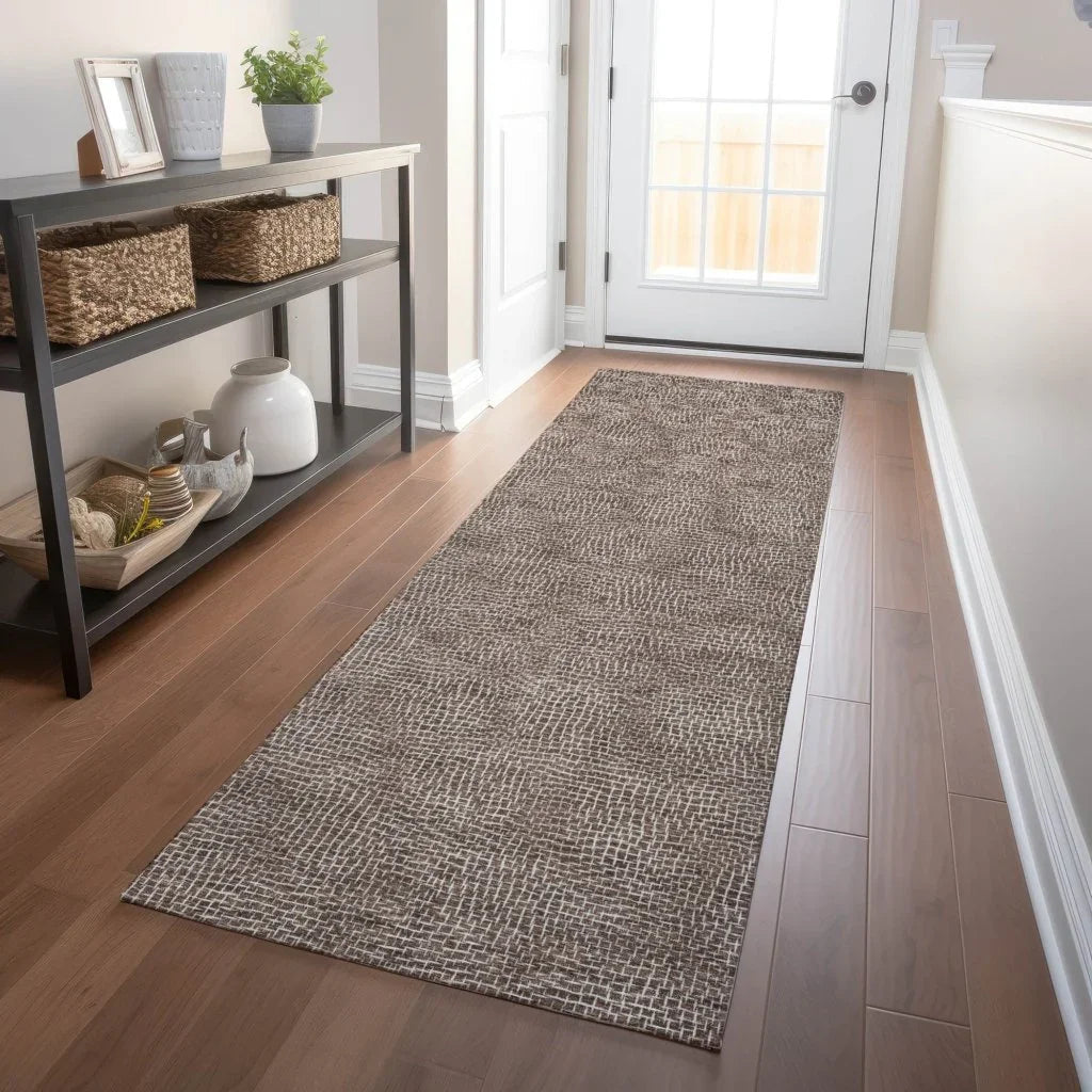 LOOMLAN Rugs Riyala Brown Washable Indoor-Outdoor Rug