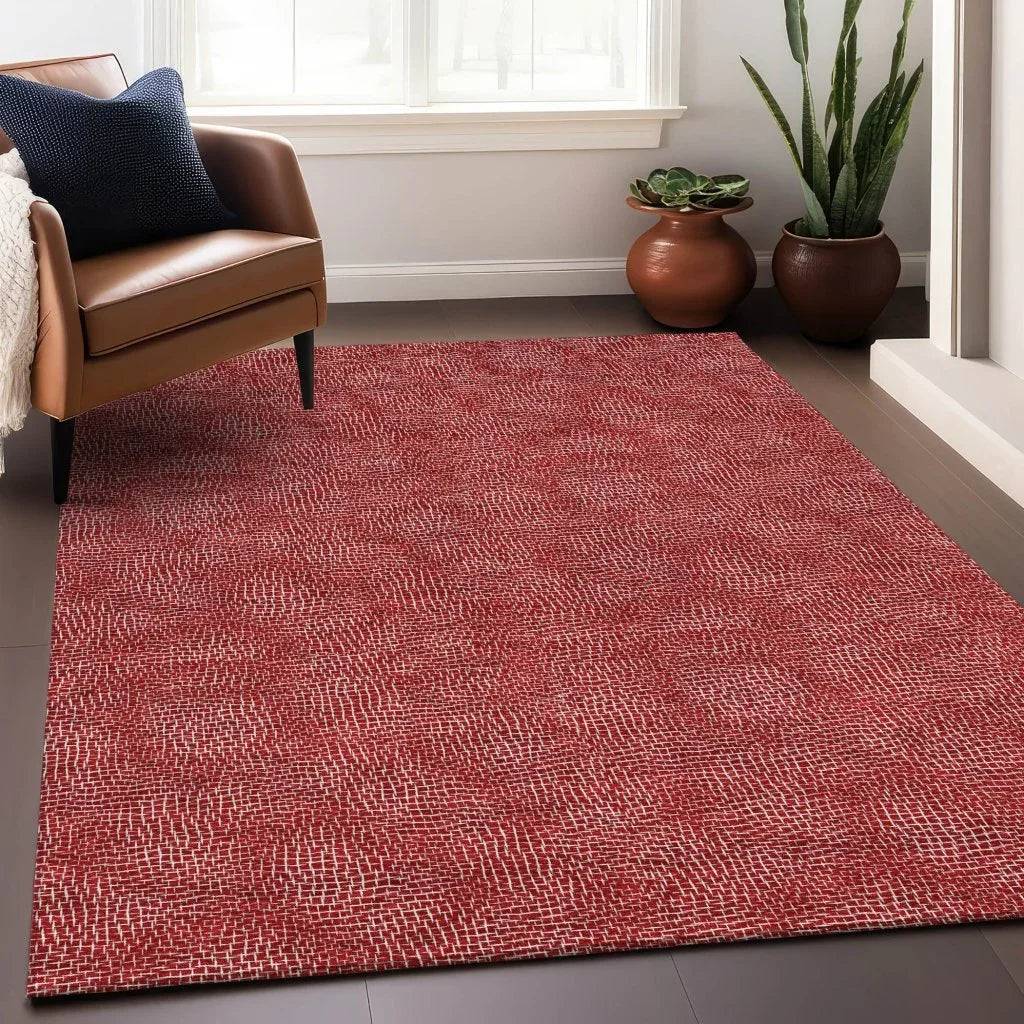 LOOMLAN Rugs Riyala Red Washable Indoor-Outdoor Rug