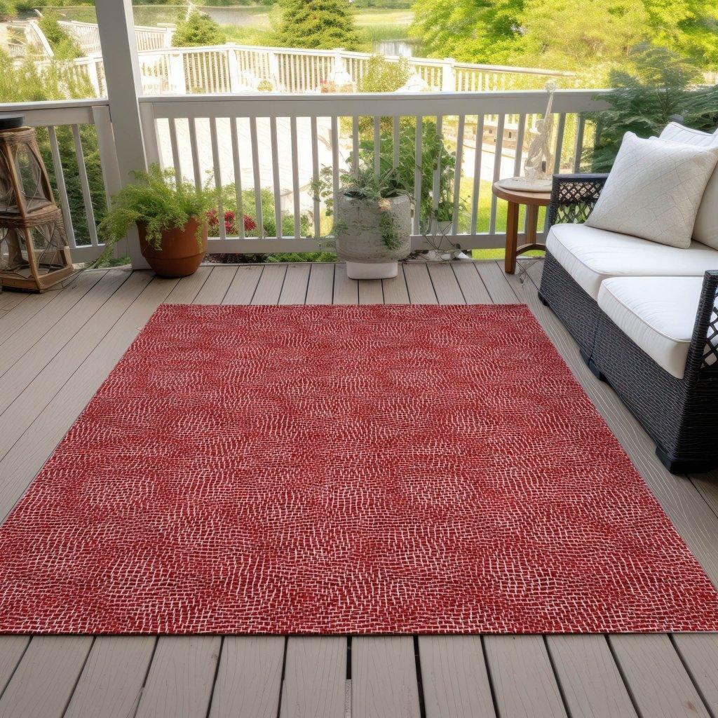 LOOMLAN Rugs Riyala Red Washable Indoor-Outdoor Rug