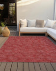 LOOMLAN Rugs Riyala Red Washable Indoor-Outdoor Rug