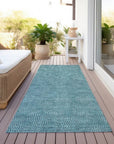 LOOMLAN Rugs Riyala Teal Washable Indoor-Outdoor Rug