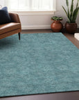LOOMLAN Rugs Riyala Teal Washable Indoor-Outdoor Rug