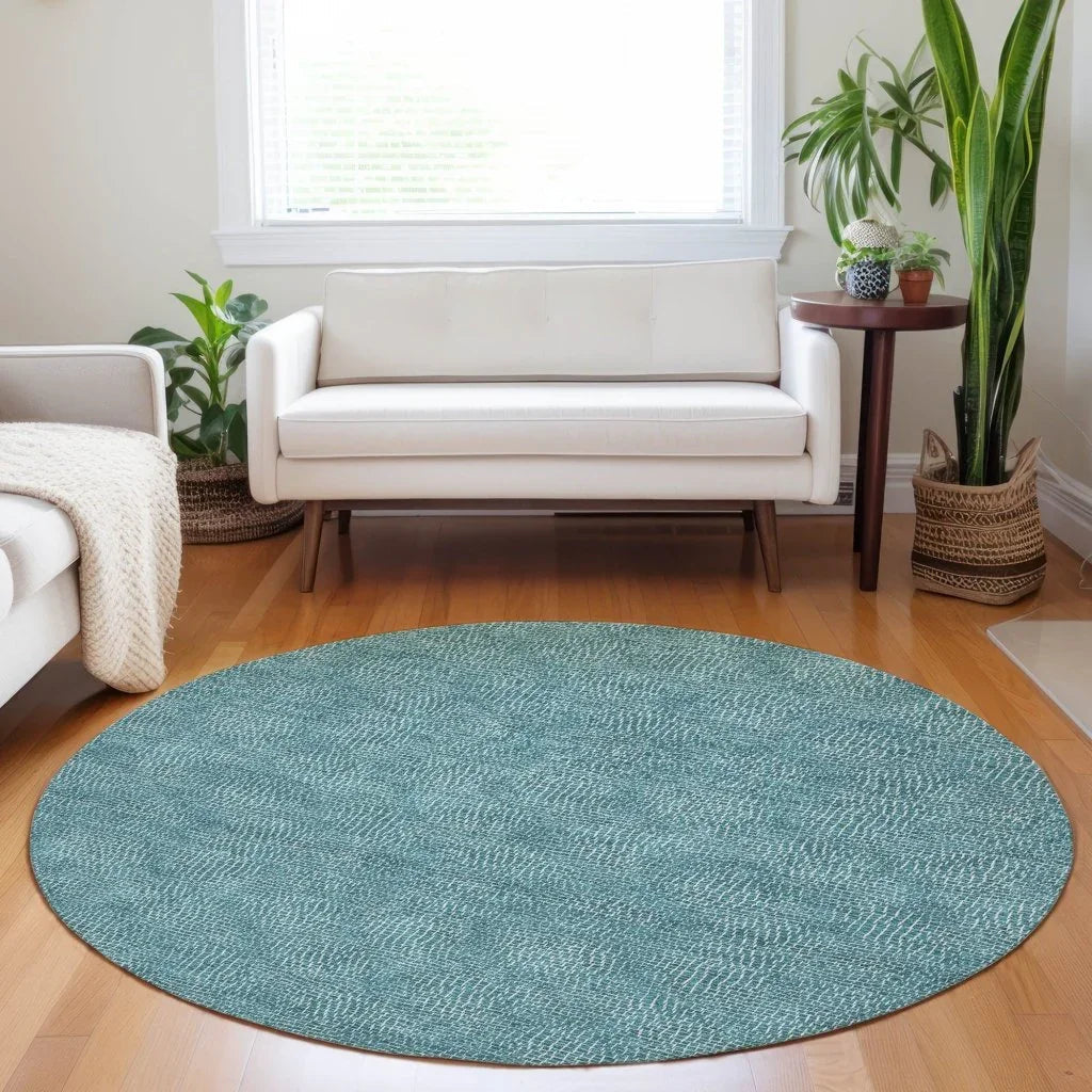LOOMLAN Rugs Riyala Teal Washable Indoor-Outdoor Rug
