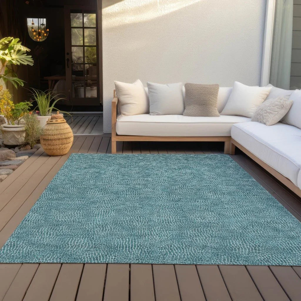 LOOMLAN Rugs Riyala Teal Washable Indoor-Outdoor Rug