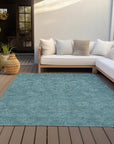 LOOMLAN Rugs Riyala Teal Washable Indoor-Outdoor Rug