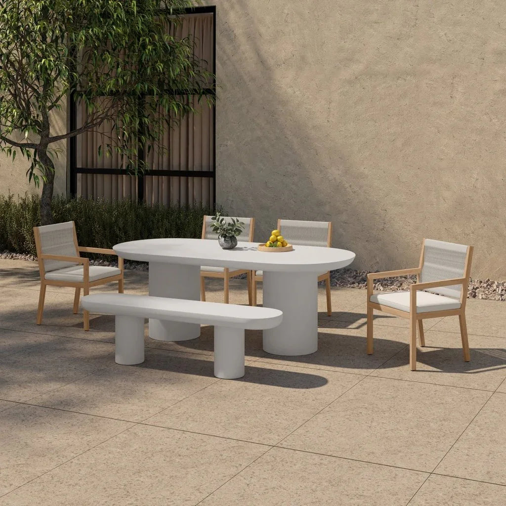 Rocca Cream Concrete Outdoor Dining Table - LOOMLAN - Moe's Home - Outdoor Dining Tables