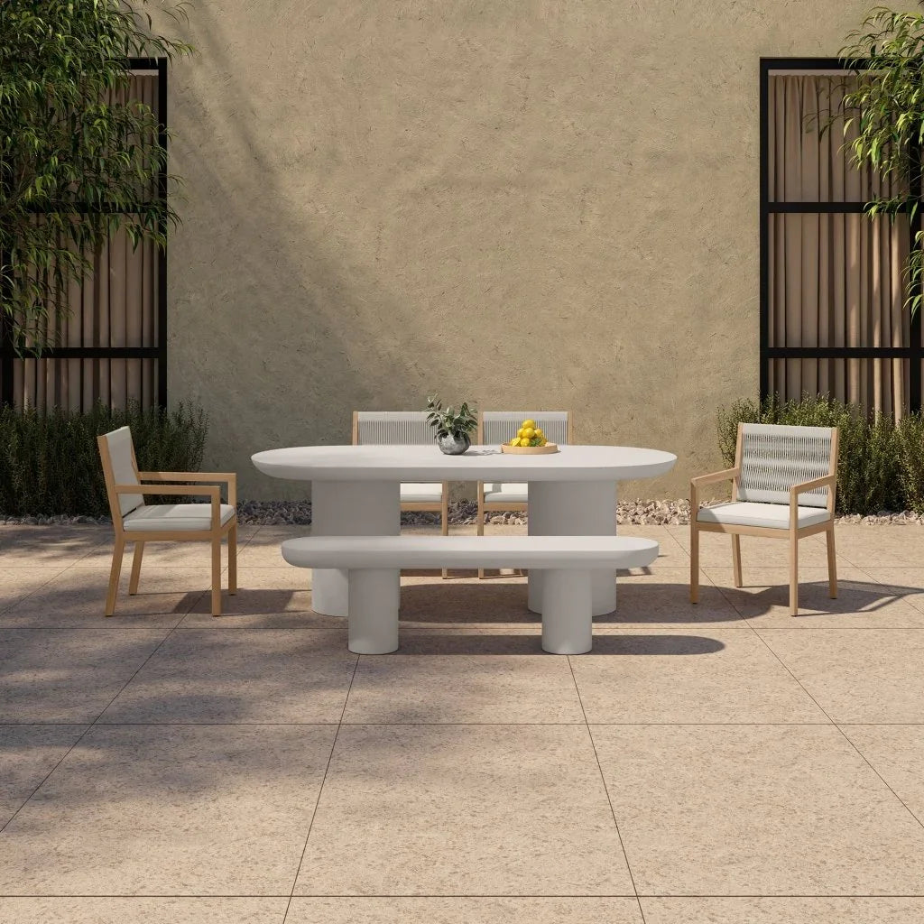 Rocca Cream Concrete Outdoor Dining Table - LOOMLAN - Moe's Home - Outdoor Dining Tables