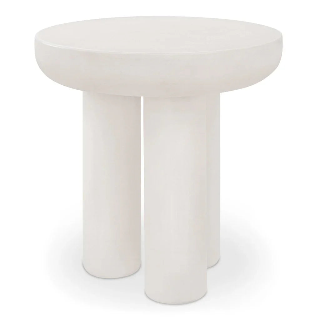 Rocca Cream Durable Concrete Outdoor Side Table - LOOMLAN - Moe&#39;s Home - Outdoor Side Tables