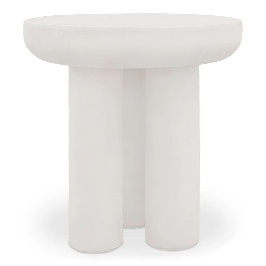 Rocca Cream Durable Concrete Outdoor Side Table - LOOMLAN - Moe&#39;s Home - Outdoor Side Tables
