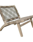 Rope and Teak Wood Patio Lounge Chair - LOOMLAN - Artesia - Outdoor Accent Chairs