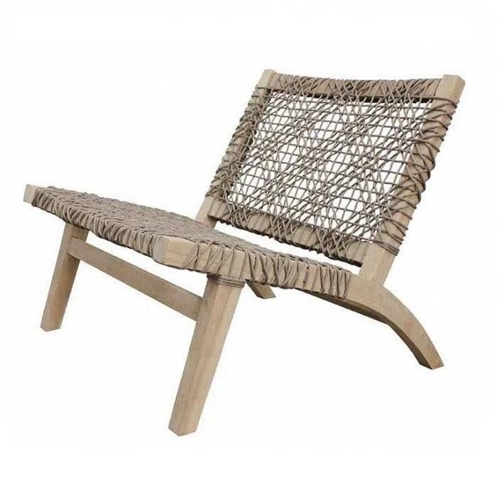 Rope and Teak Wood Patio Lounge Chair - LOOMLAN - Artesia - Outdoor Accent Chairs