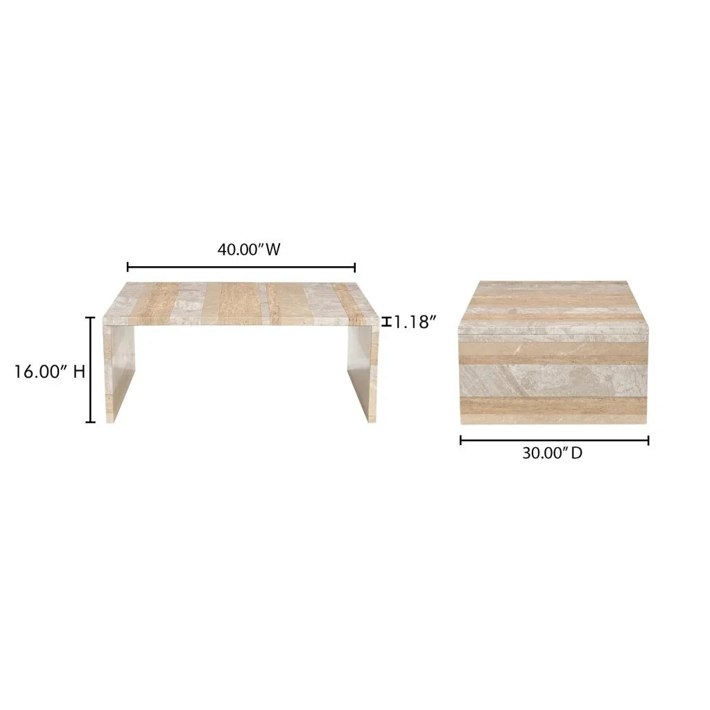 Rosa Rosso Levanto Marble Outdoor Coffee Table - LOOMLAN - Moe&#39;s Home - Outdoor Coffee Tables