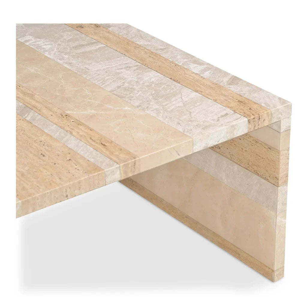 Rosa Rosso Levanto Marble Outdoor Coffee Table - LOOMLAN - Moe&#39;s Home - Outdoor Coffee Tables