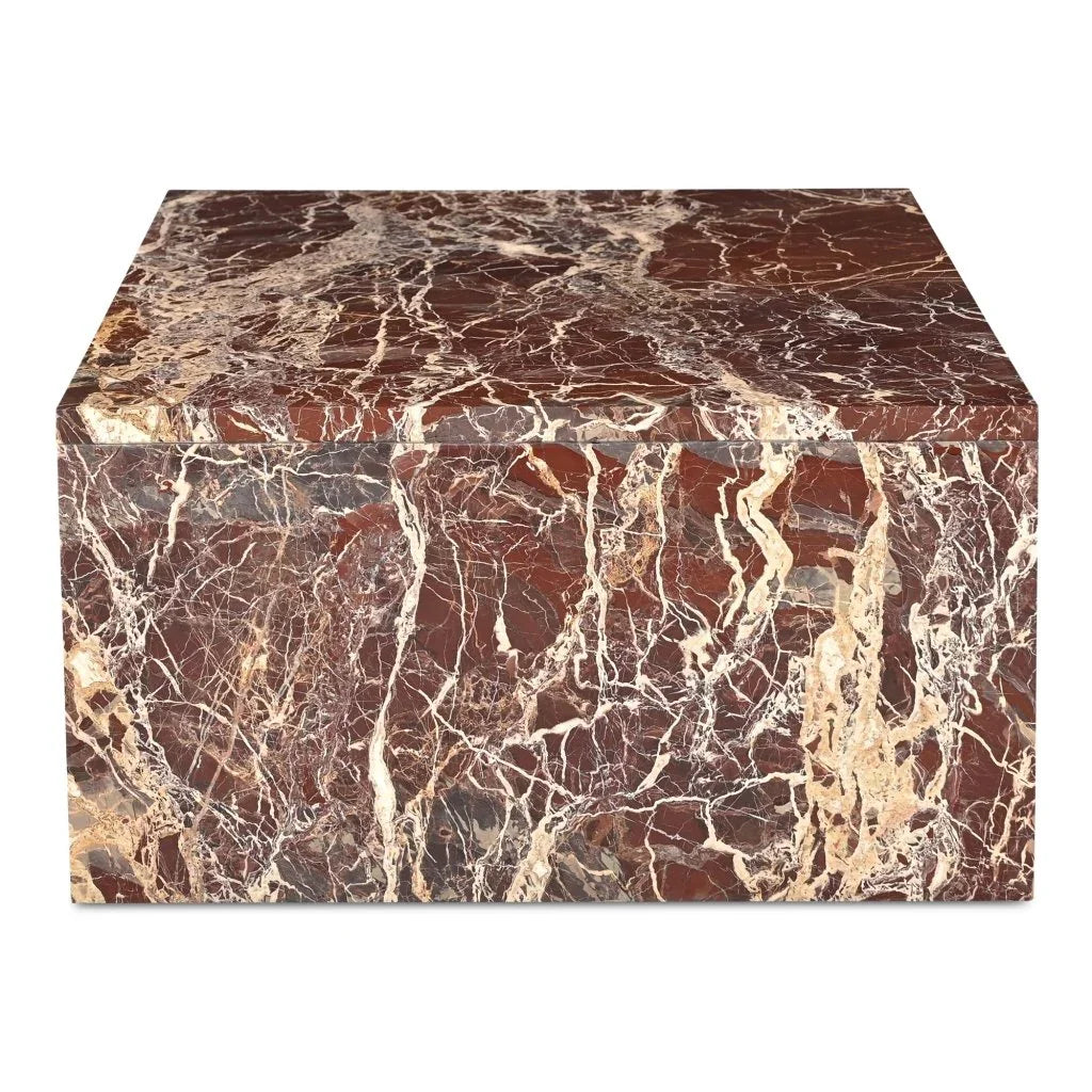 Rosa Rosso Levanto Marble Outdoor Coffee Table - LOOMLAN - Moe&#39;s Home - Outdoor Coffee Tables