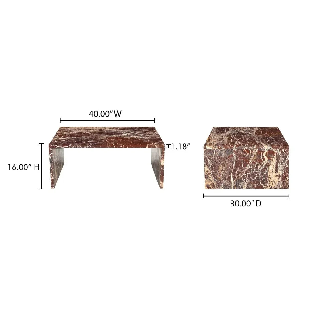 Rosa Rosso Levanto Marble Outdoor Coffee Table - LOOMLAN - Moe&#39;s Home - Outdoor Coffee Tables