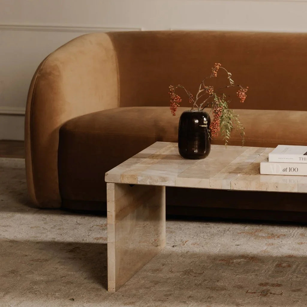 Rosa Rosso Levanto Marble Outdoor Coffee Table - LOOMLAN - Moe&#39;s Home - Outdoor Coffee Tables