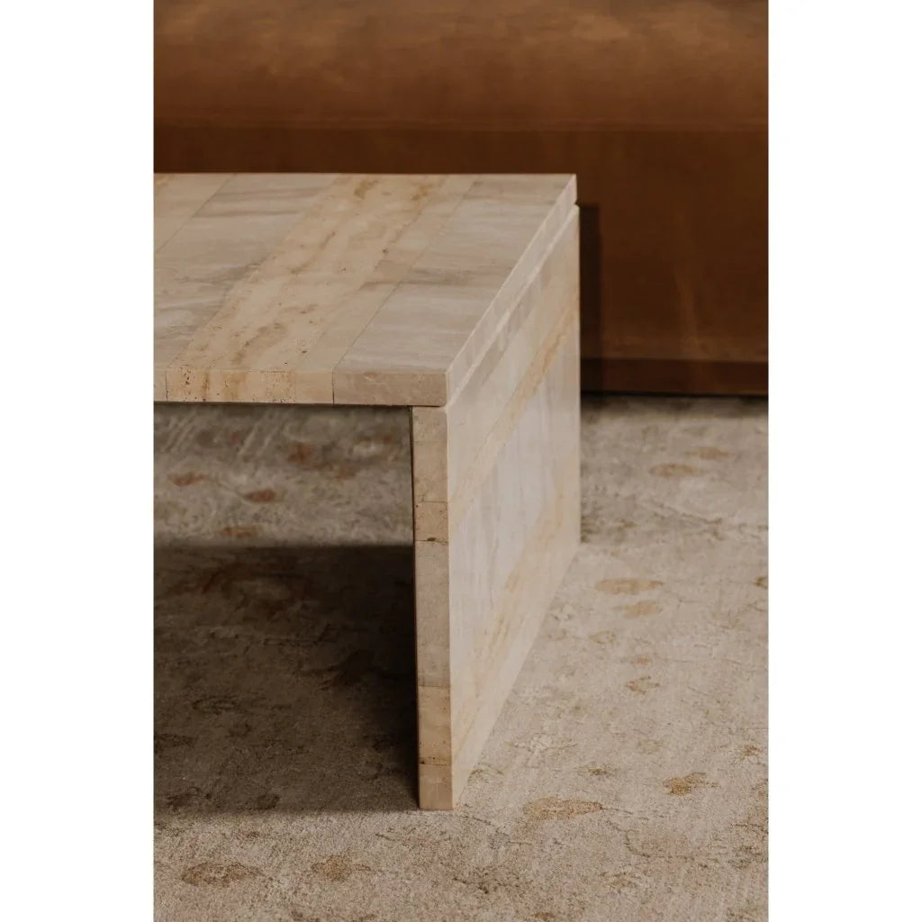 Rosa Rosso Levanto Marble Outdoor Coffee Table - LOOMLAN - Moe&#39;s Home - Outdoor Coffee Tables