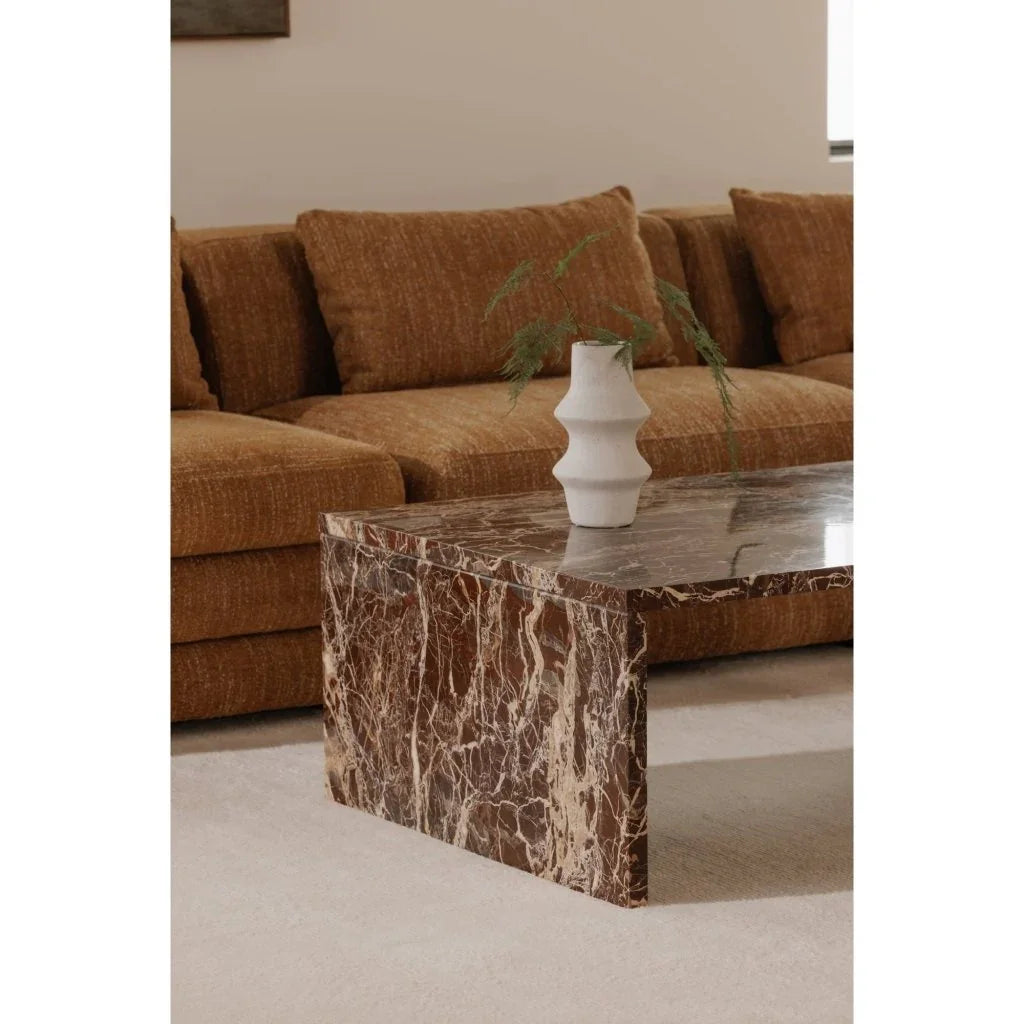 Rosa Rosso Levanto Marble Outdoor Coffee Table - LOOMLAN - Moe's Home - Outdoor Coffee Tables