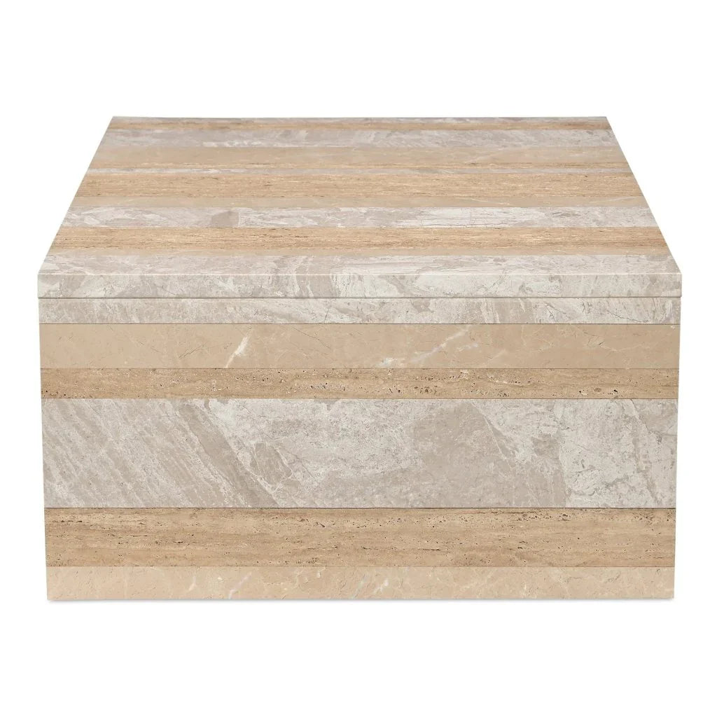 Rosa Rosso Levanto Marble Outdoor Coffee Table - LOOMLAN - Moe&#39;s Home - Outdoor Coffee Tables