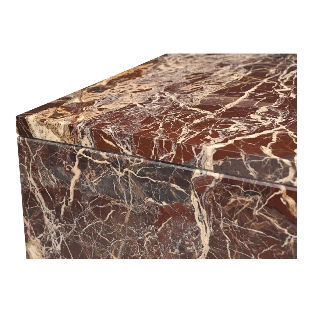 Rosa Rosso Levanto Marble Outdoor Coffee Table - LOOMLAN - Moe&#39;s Home - Outdoor Coffee Tables