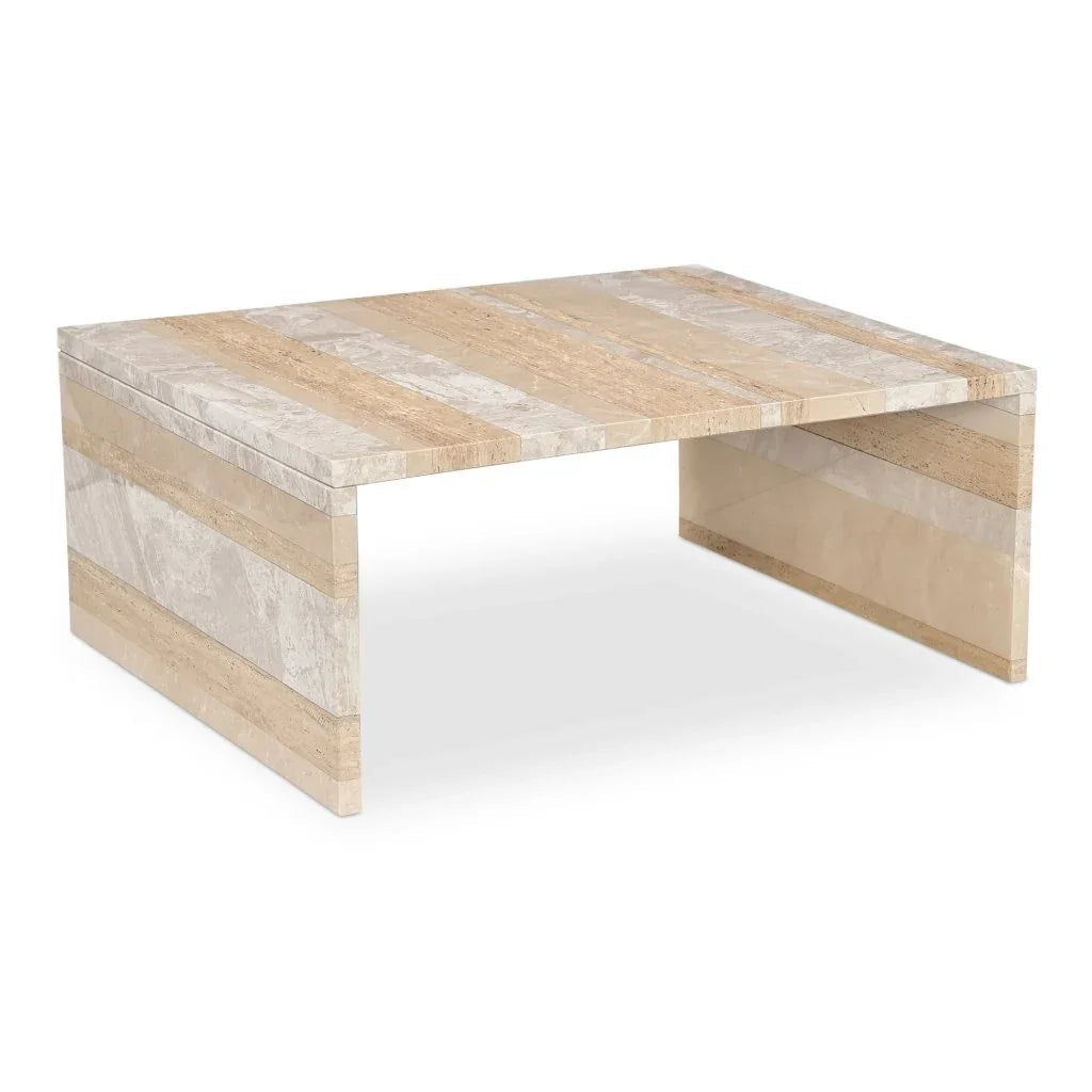 Rosa Rosso Levanto Marble Outdoor Coffee Table - LOOMLAN - Moe's Home - Outdoor Coffee Tables