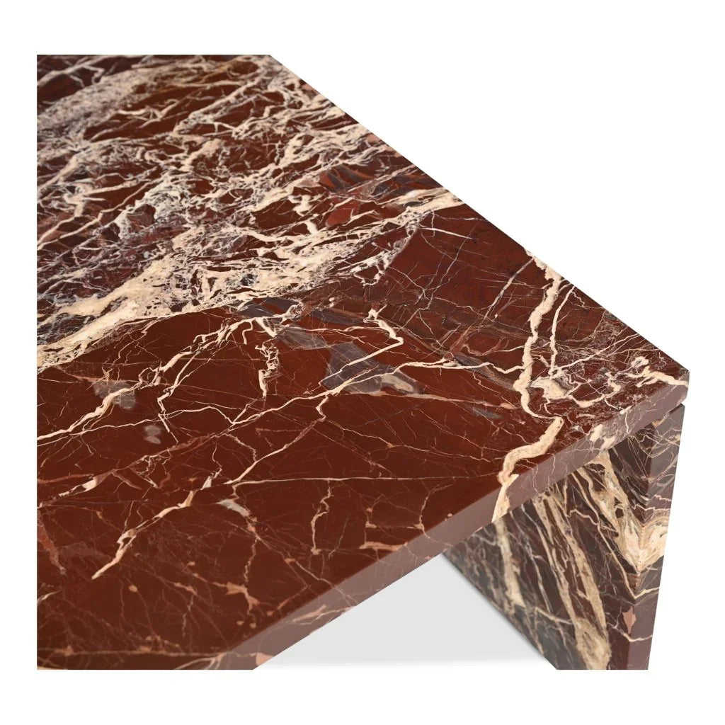 Rosa Rosso Levanto Marble Outdoor Coffee Table - LOOMLAN - Moe&#39;s Home - Outdoor Coffee Tables