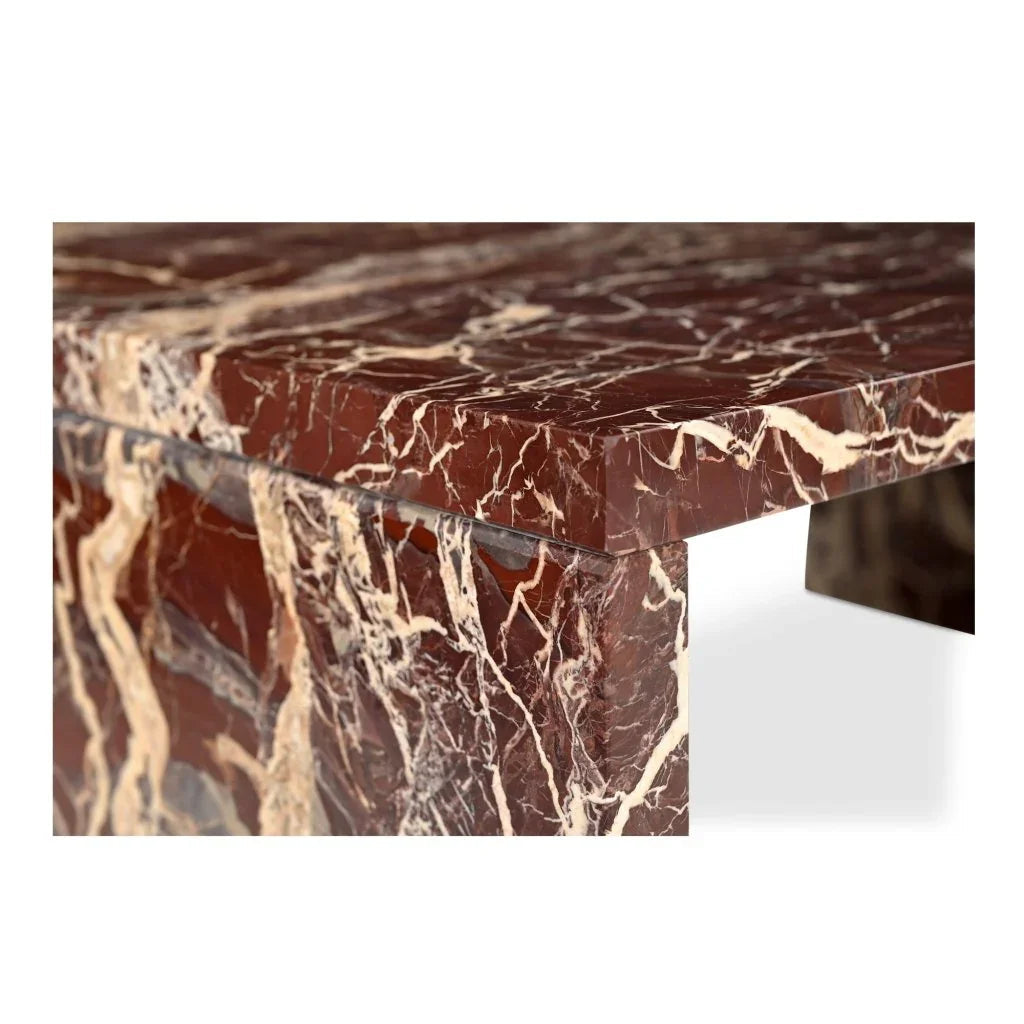 Rosa Rosso Levanto Marble Outdoor Coffee Table - LOOMLAN - Moe's Home - Outdoor Coffee Tables