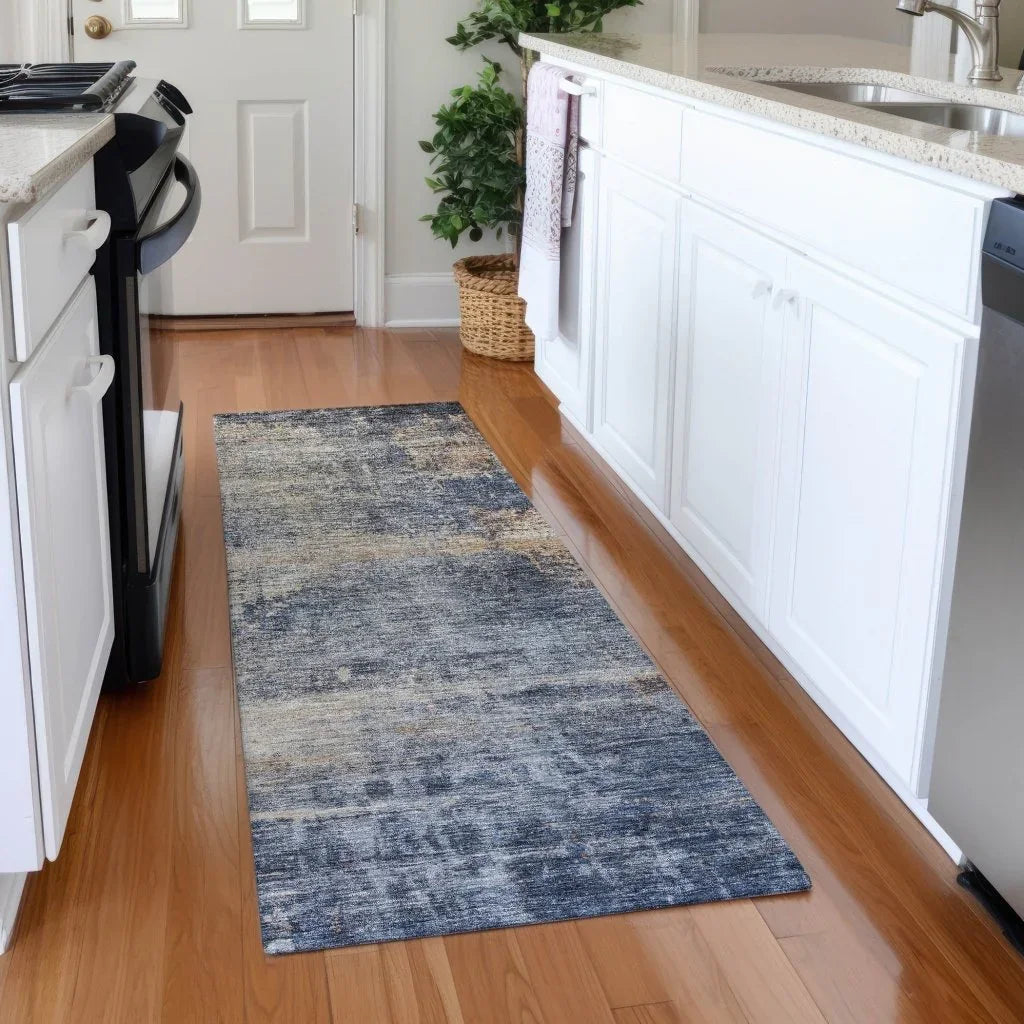 LOOMLAN Rugs Roumiya Blue Washable Indoor-Outdoor Rug