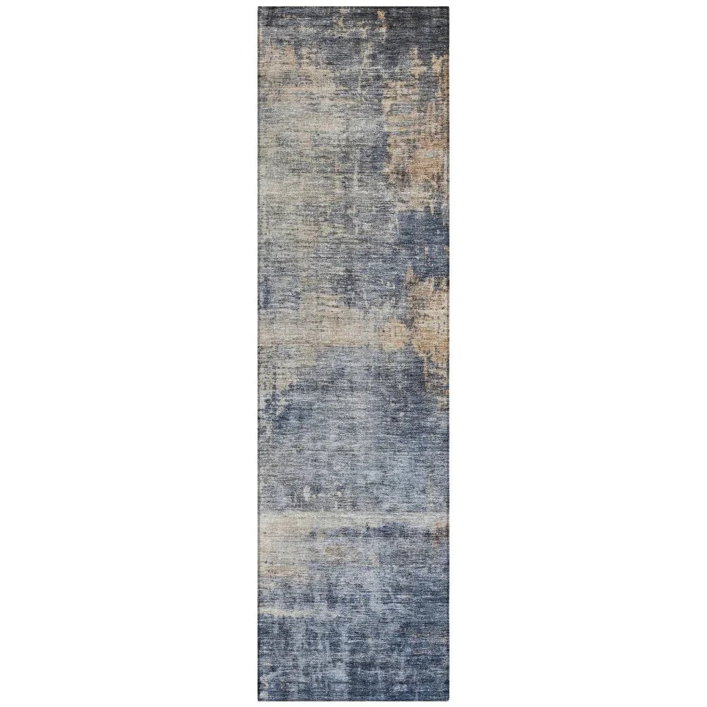 LOOMLAN Rugs Roumiya Blue Washable Indoor-Outdoor Rug