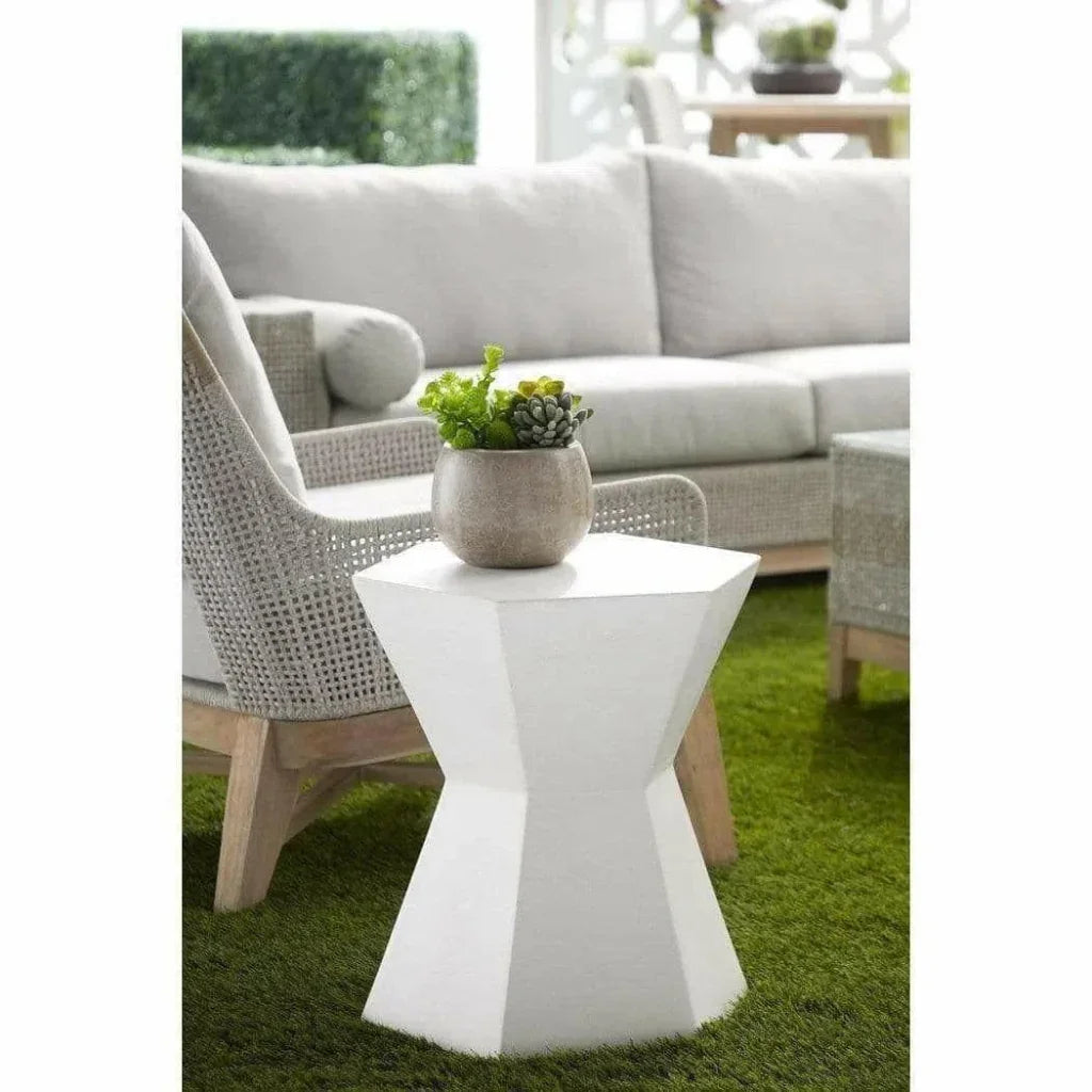 Essentials For Living Round Bento Accent Table Ivory Concrete