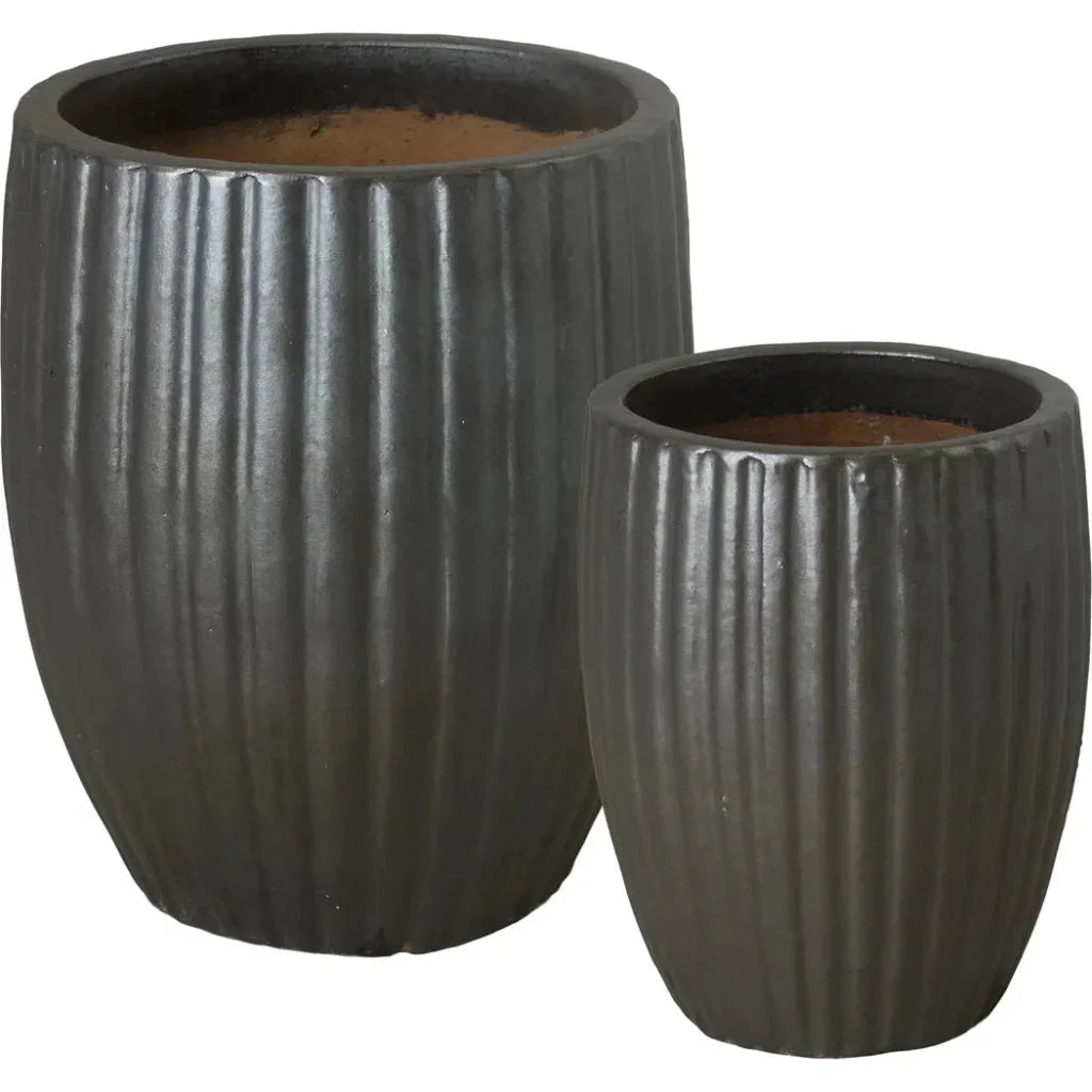 Emissary Round Ridge Ceramic Planter