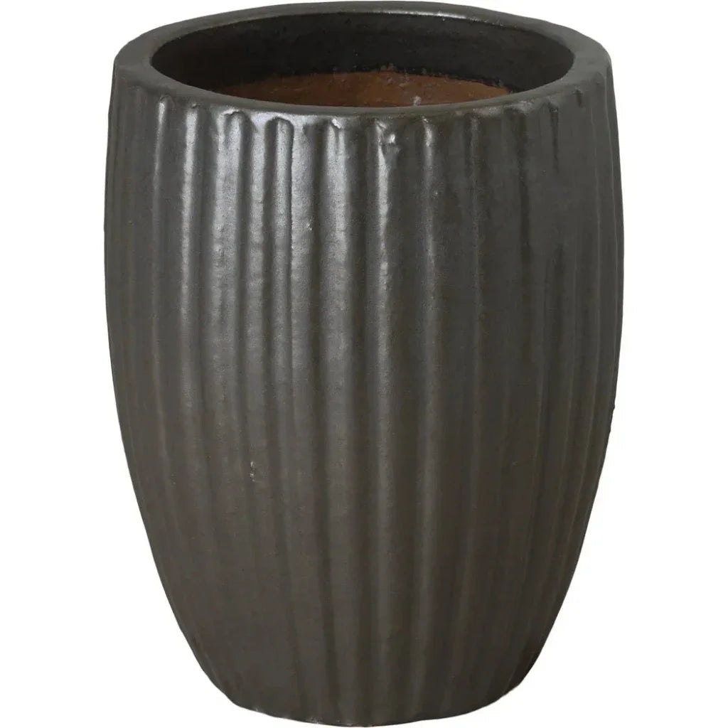 Emissary Round Ridge Ceramic Planter