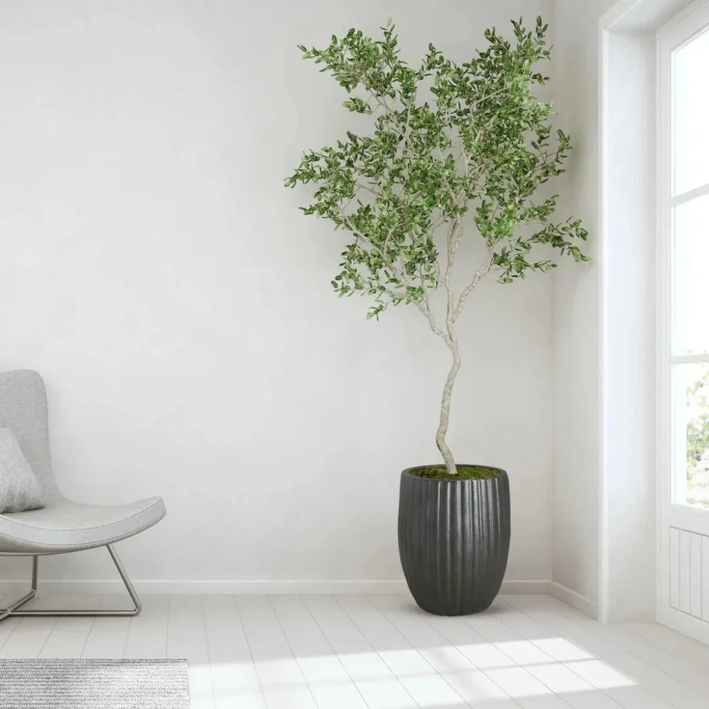 Emissary Round Ridge Ceramic Planter