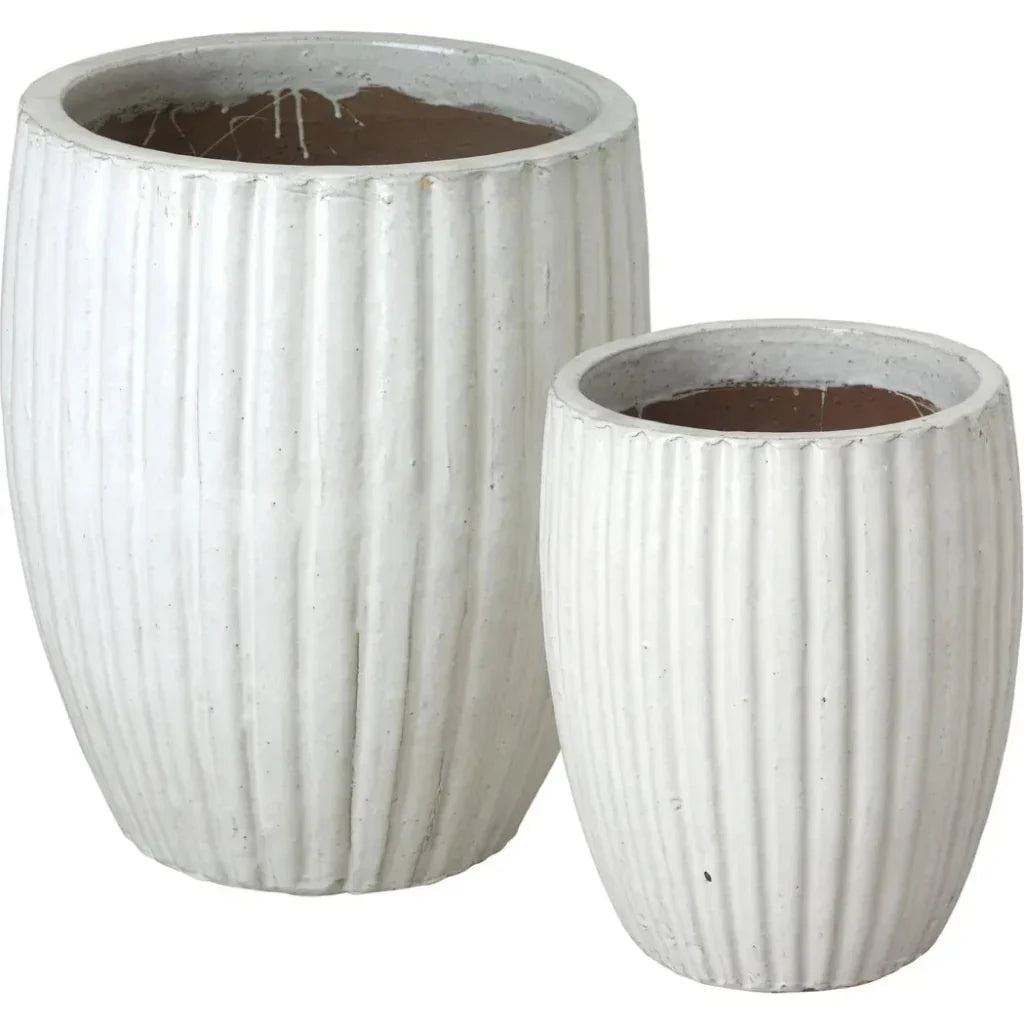 Emissary Round Ridge Ceramic Planter