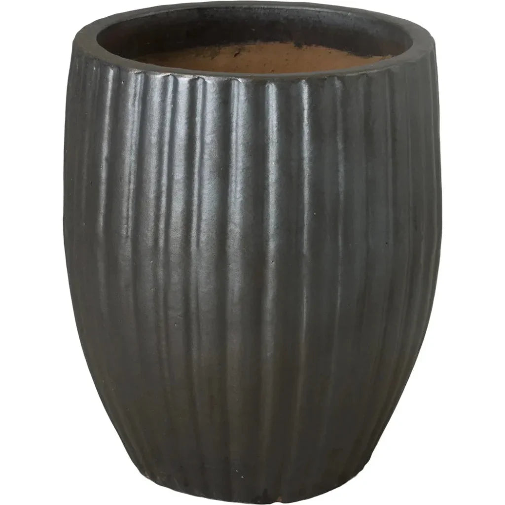 Emissary Round Ridge Ceramic Planter
