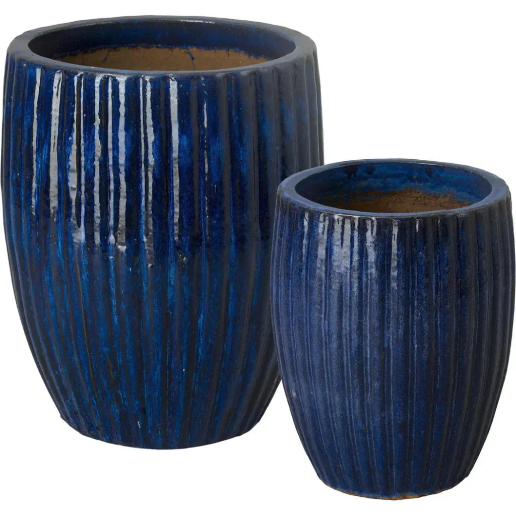 Emissary Round Ridge Ceramic Planter