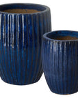 Emissary Round Ridge Ceramic Planter