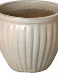 Emissary Round Ridge White Ceramic Planter