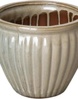 Emissary Round Ridge White Ceramic Planter