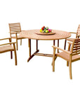 Royal 5PC Round Outdoor Dining Set Stacking Armchairs - LOOMLAN - HiTeak - Outdoor Dining Sets