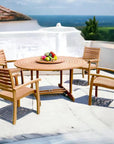 Royal 5PC Round Outdoor Dining Set Stacking Armchairs - LOOMLAN - HiTeak - Outdoor Dining Sets