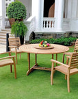 Royal 5PC Round Outdoor Dining Set Stacking Armchairs - LOOMLAN - HiTeak - Outdoor Dining Sets