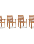Royal 5PC Round Outdoor Dining Set Stacking Armchairs - LOOMLAN - HiTeak - Outdoor Dining Sets