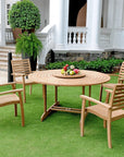Royal Teak Patio Round Dining Set 5PC - LOOMLAN - HiTeak - Outdoor Dining Sets