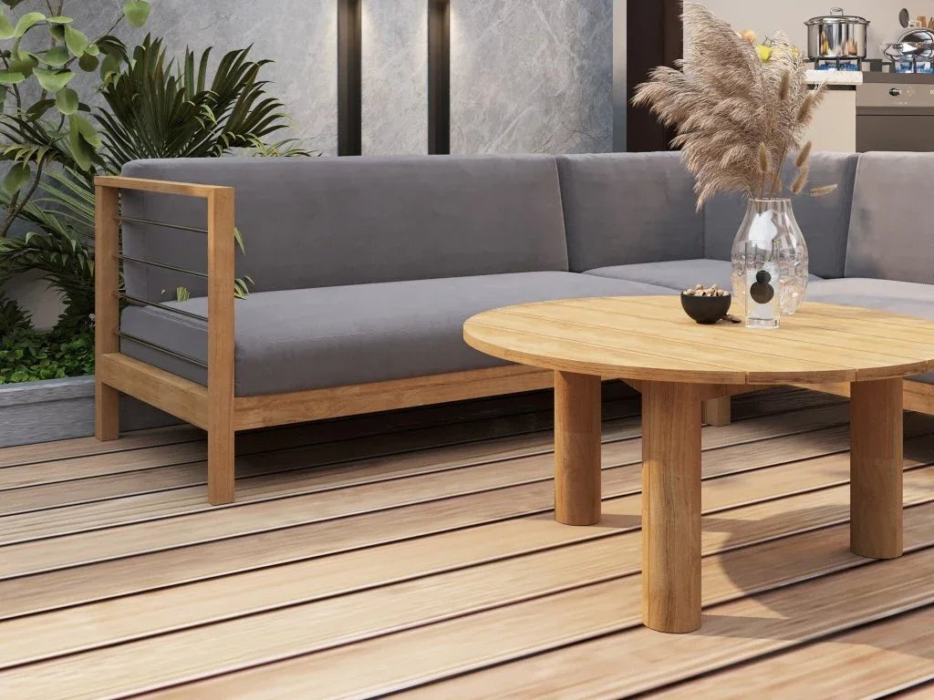 Rudolph Teak Patio Round Coffee Table - LOOMLAN - HiTeak - Outdoor Coffee Tables