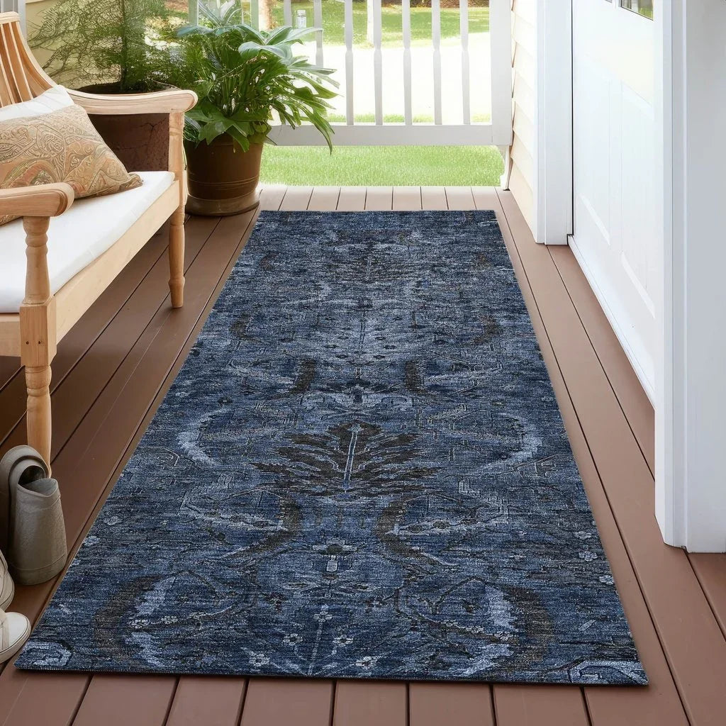 LOOMLAN Rugs Rustica Blue Washable Indoor-Outdoor Rug