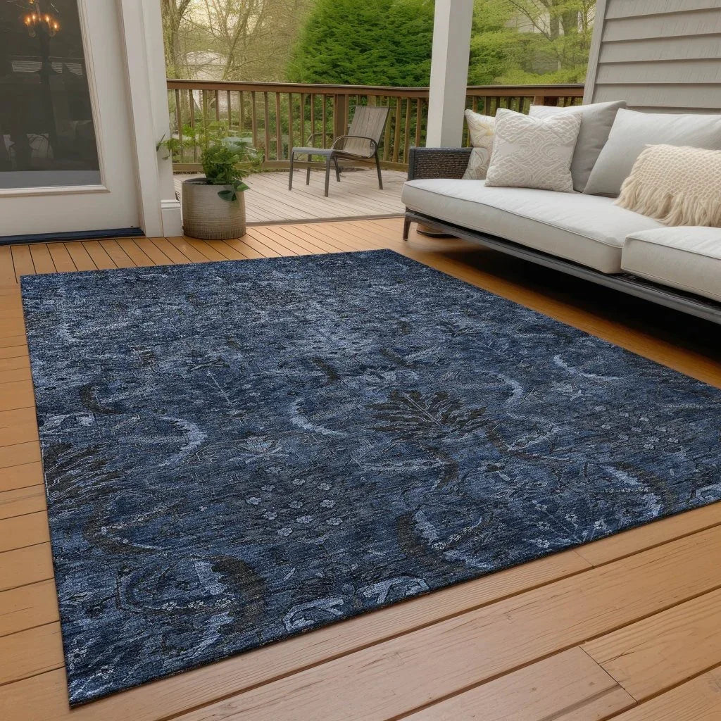 LOOMLAN Rugs Rustica Blue Washable Indoor-Outdoor Rug