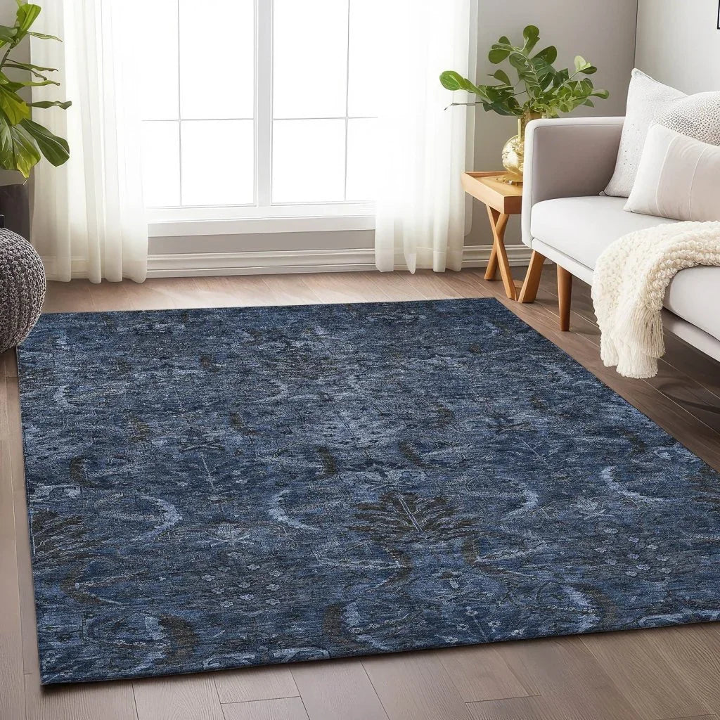 LOOMLAN Rugs Rustica Blue Washable Indoor-Outdoor Rug